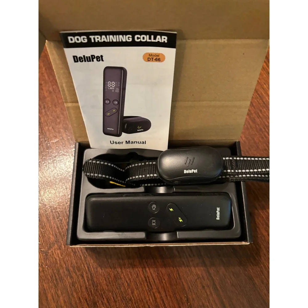 DeluPet Dog Training Collar Model DT-66 Remote Rechargeable Waterproof Black